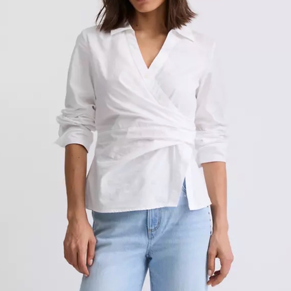 Loft side shirred poplin shirt